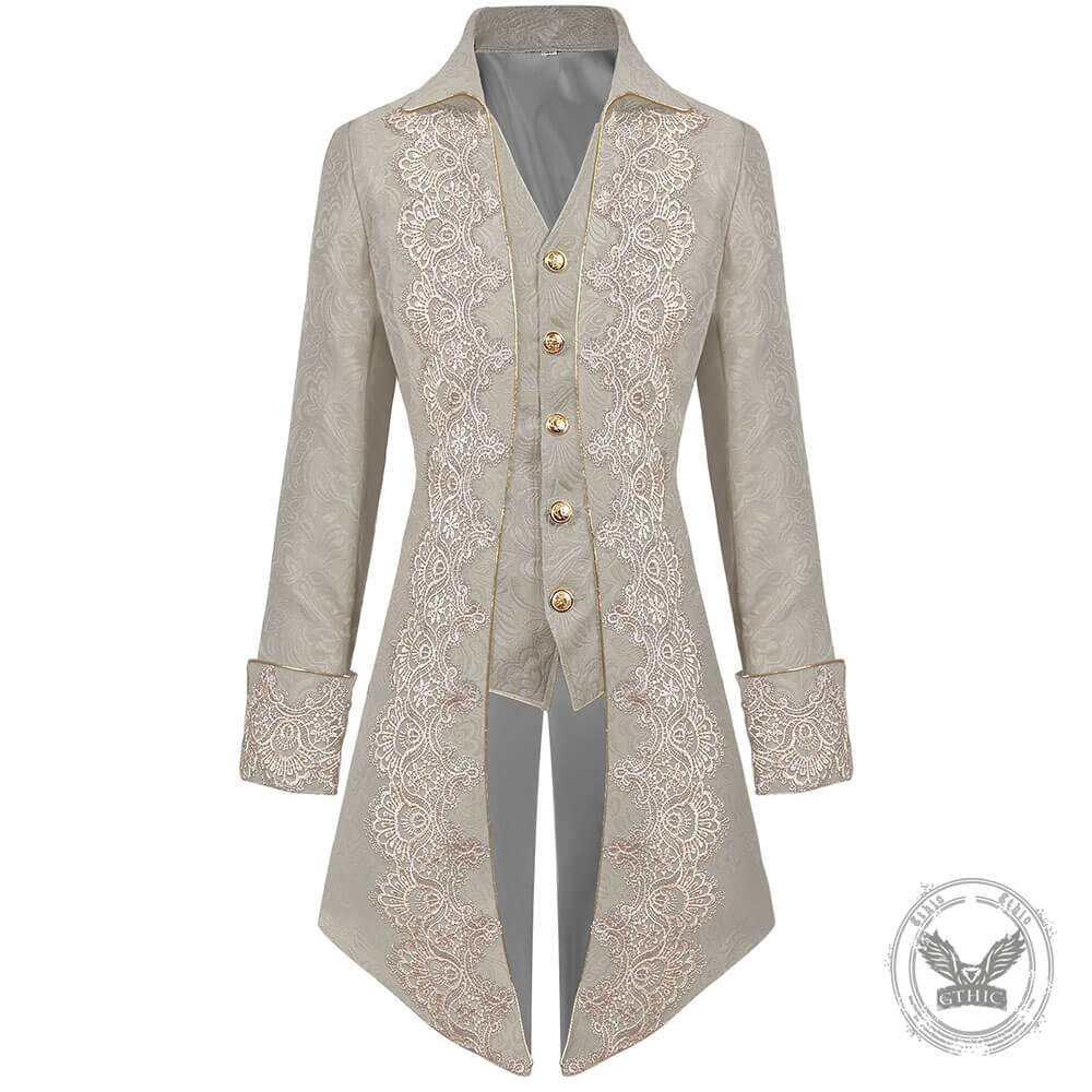 Medieval Gothic Lapel Jacquard Long Tailcoat