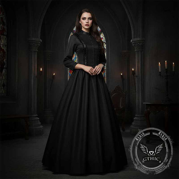 Medieval Gothic Solid Color Victorian Ball Dress | Gthic.com