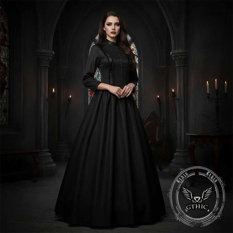 Medieval Gothic Solid Color Victorian Ball Dress | Gthic.com