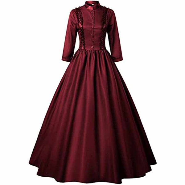 Medieval Gothic Solid Color Victorian Ball Dress | Gthic.com