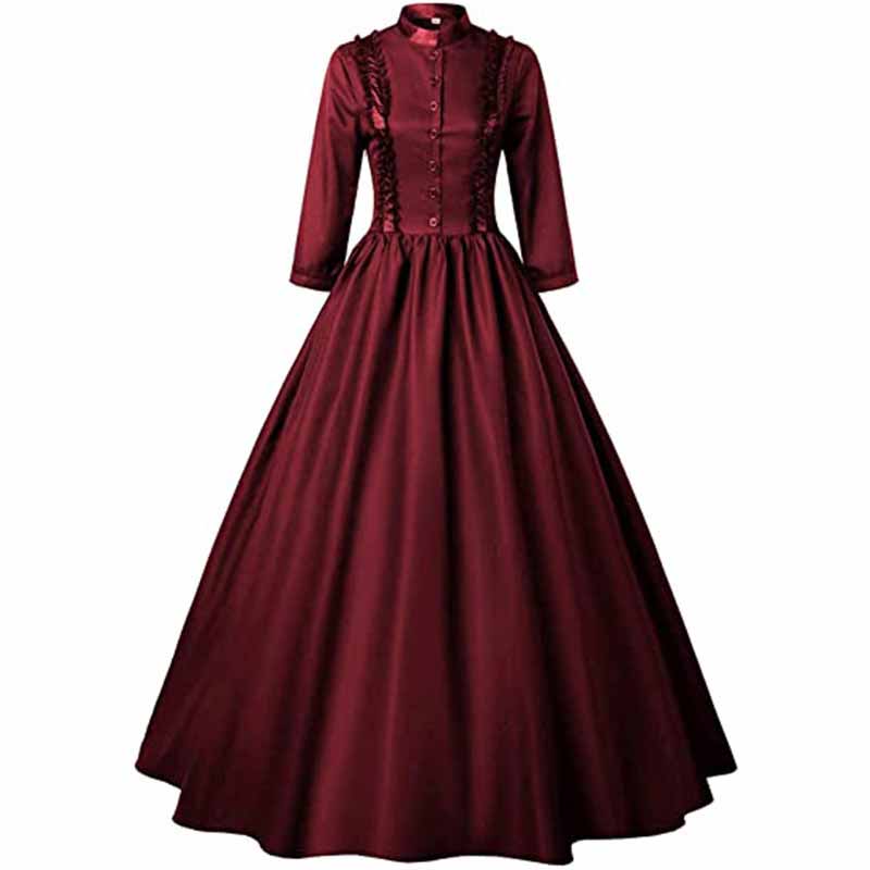 Medieval Gothic Solid Color Victorian Ball Dress | Gthic.com