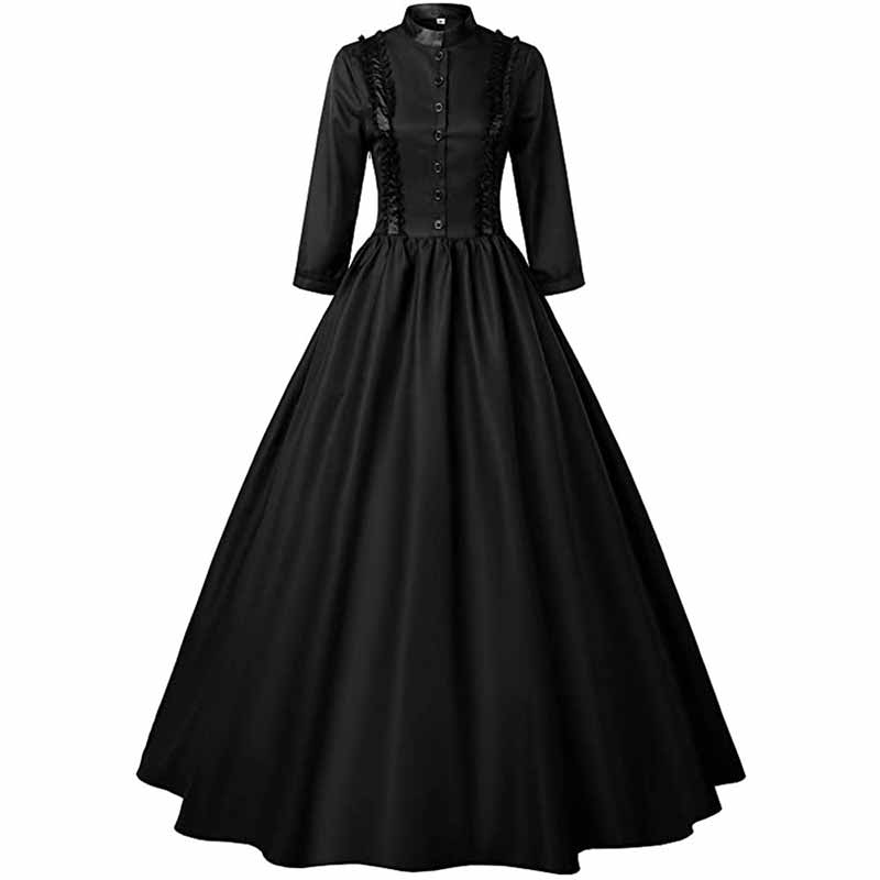 Medieval Gothic Solid Color Victorian Ball Dress | Gthic.com