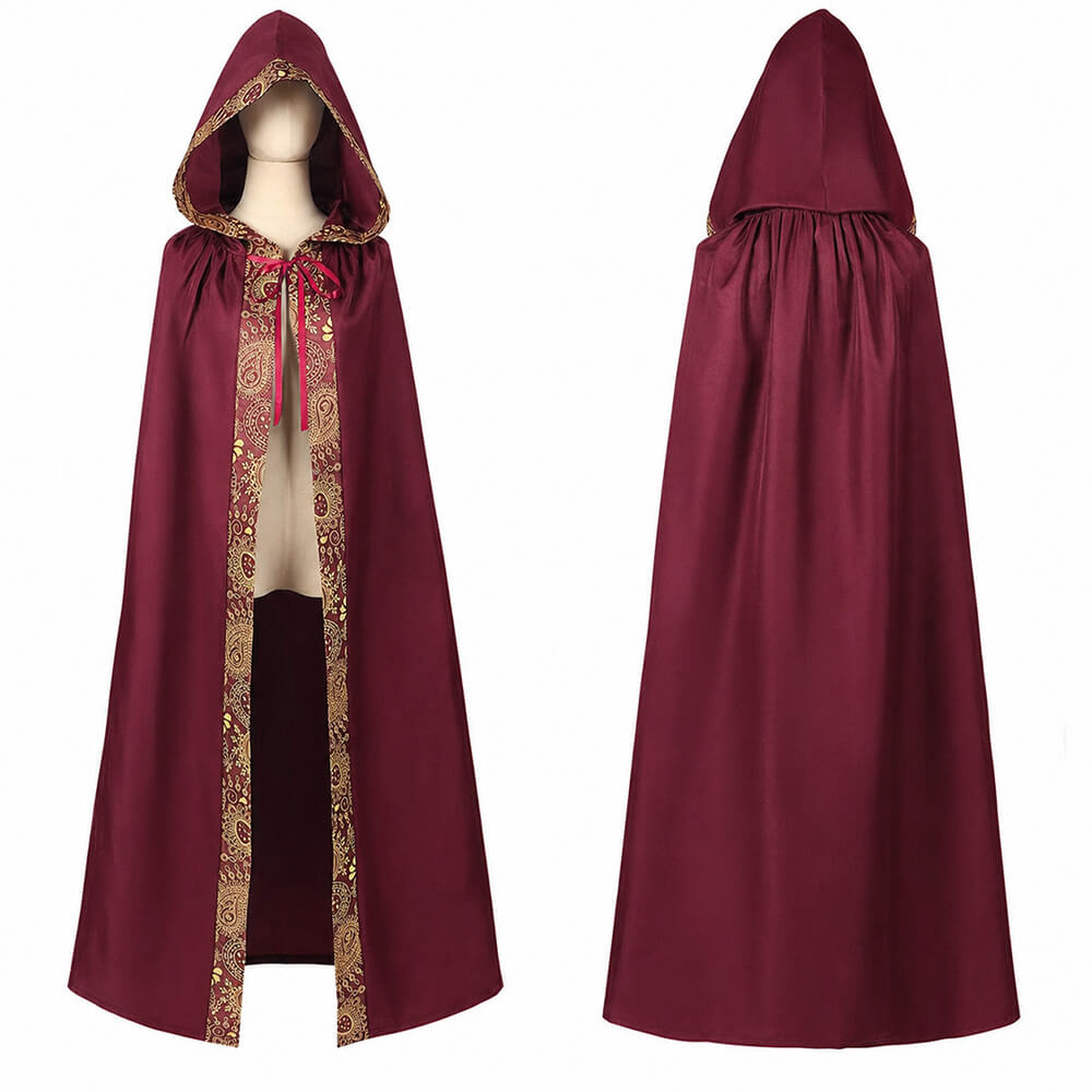 Medieval Halloween Wizard Hooded Cloak Robe