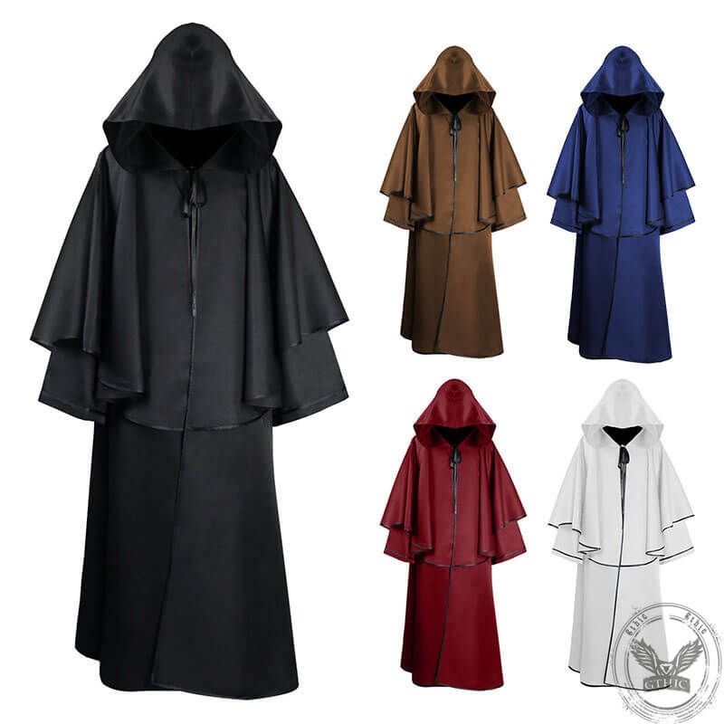 Medieval Halloween Wizard Hooded Cloak Robe 01 | Gthic.com