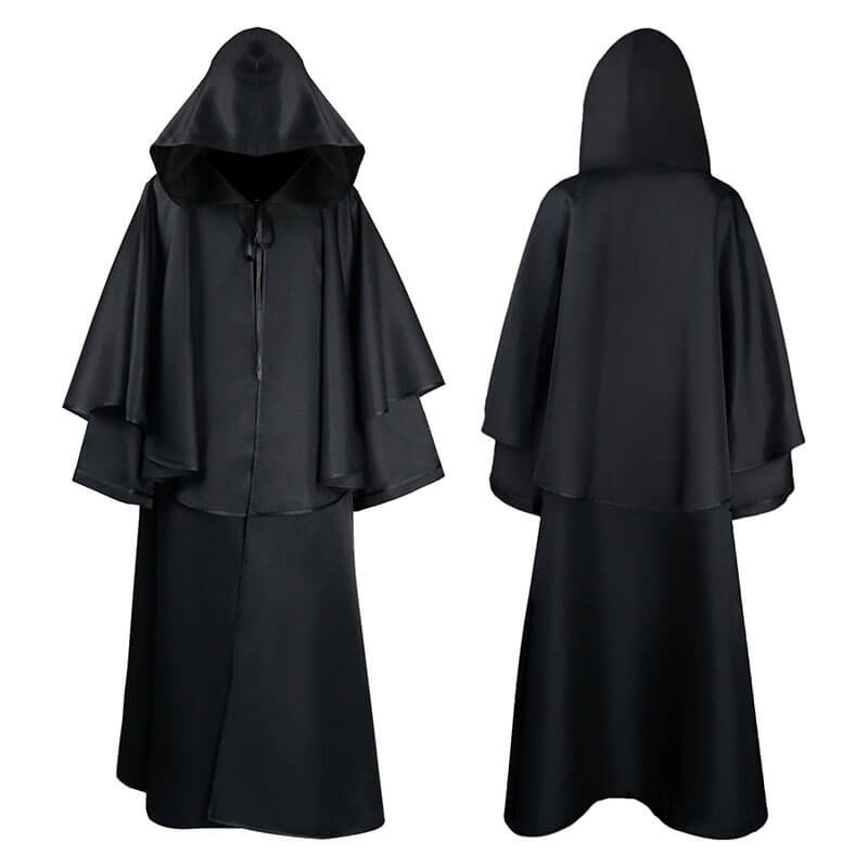 Medieval Halloween Wizard Hooded Cloak Robe