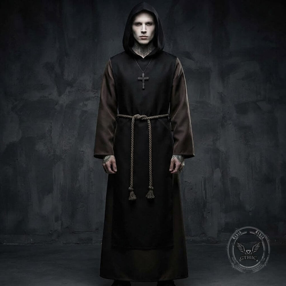 Medieval Hooded Monk Robe Cosplay Costume Set | Gthic.com