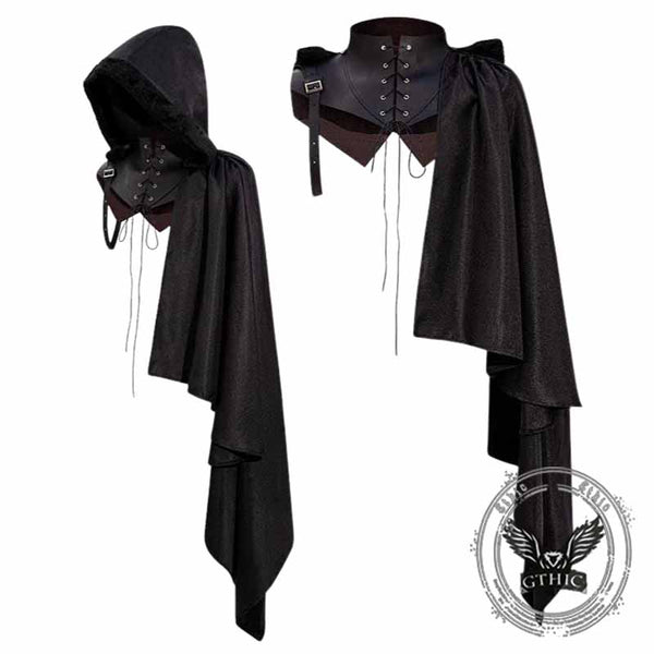 Medieval Irregular One Shoulder Halloween Side Cloak 01 | Gthic.com