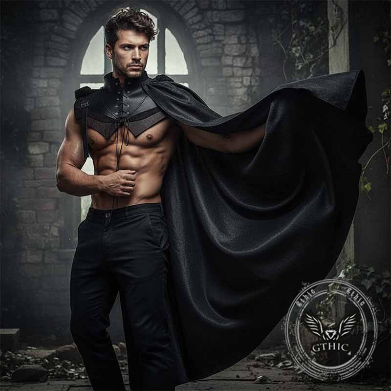 Medieval Irregular One Shoulder Halloween Side Cloak 02 | Gthic.com