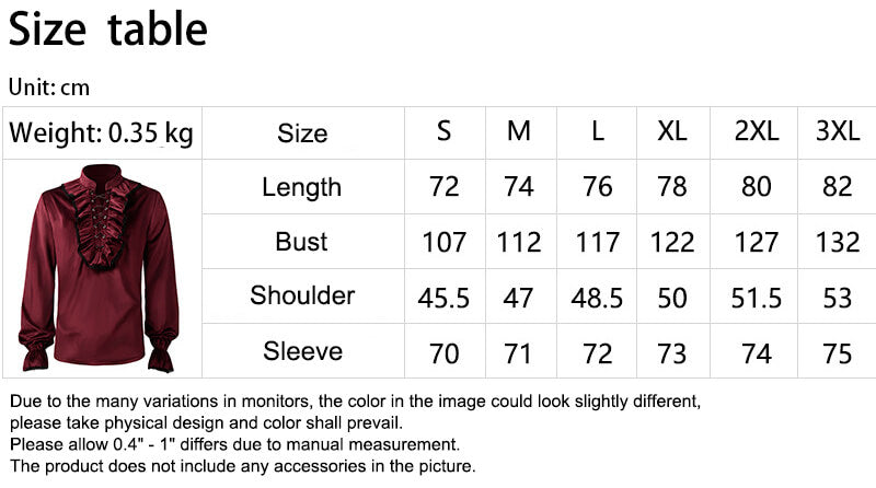 Medieval Pleated Stand Collar Punk Solid Shirt