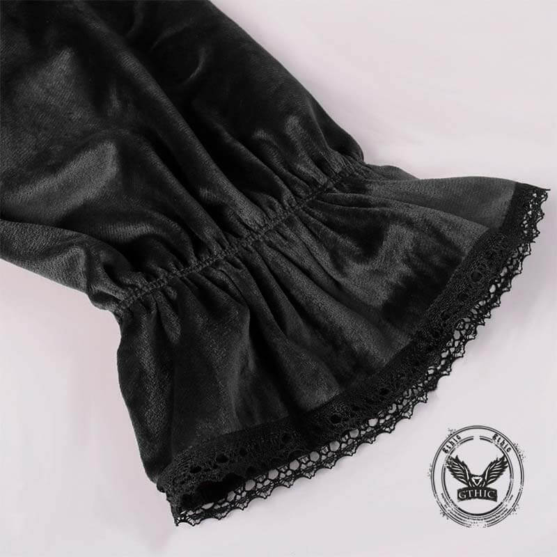 Medieval Pleated Stand Collar Punk Solid Shirt