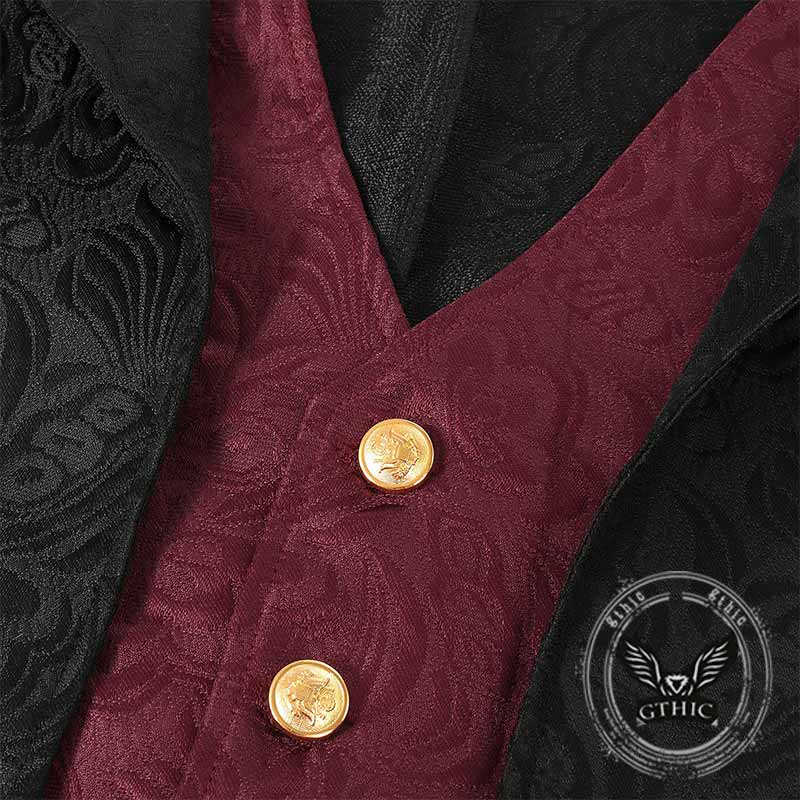 Medieval Punk Floral Pattern Long Tuxedo Costume