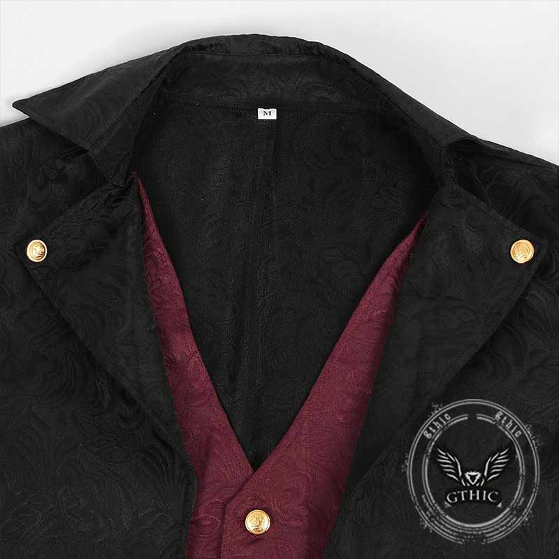 Medieval Punk Floral Pattern Long Tuxedo Costume