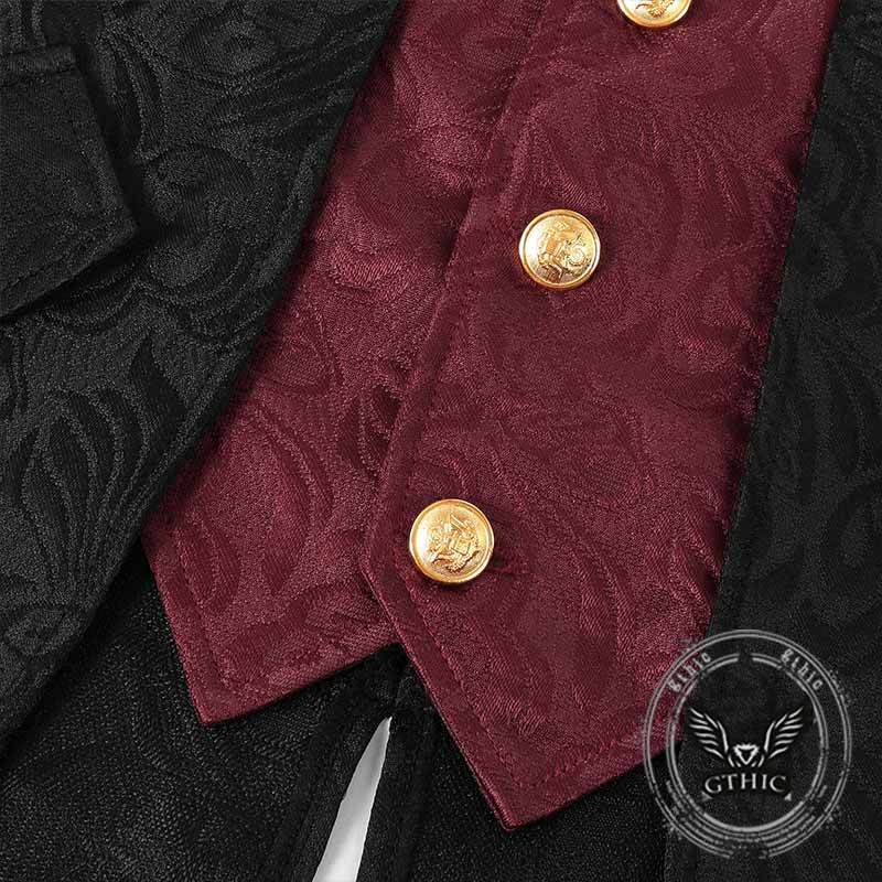 Medieval Punk Floral Pattern Long Tuxedo Costume