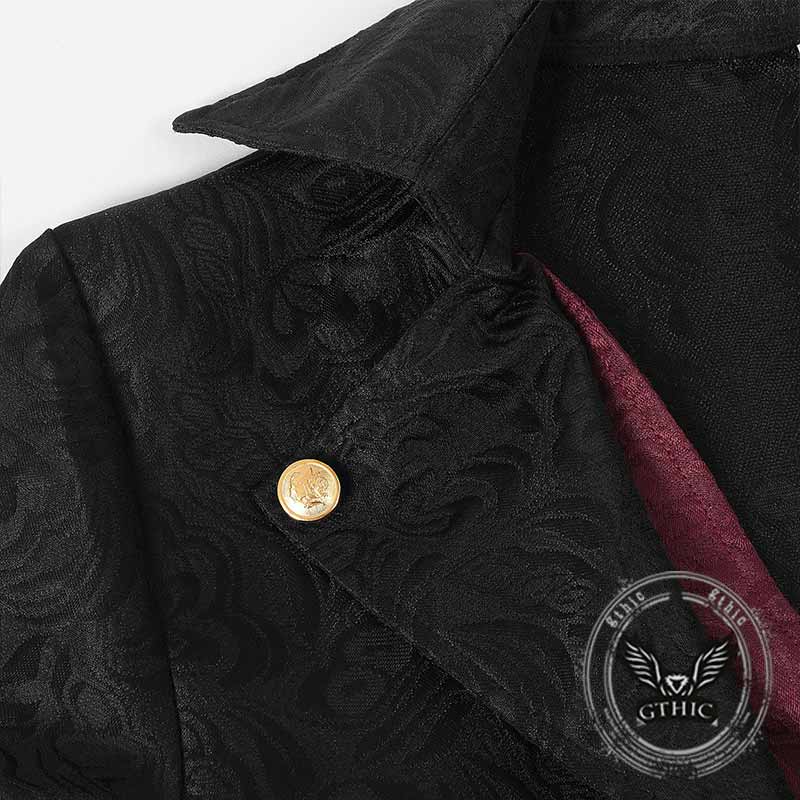 Medieval Punk Floral Pattern Long Tuxedo Costume