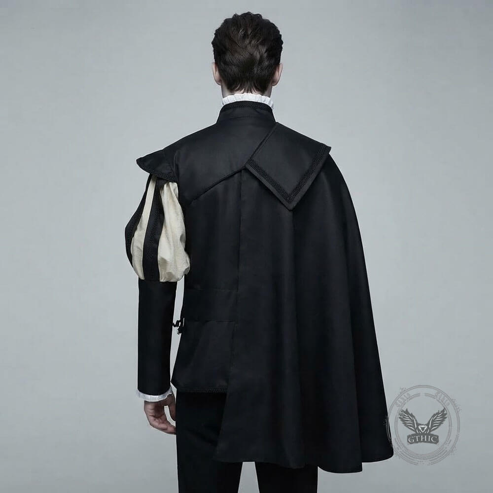 Medieval Renaissance High-Collar Coat Cloak Costume Set | Gthic.com
