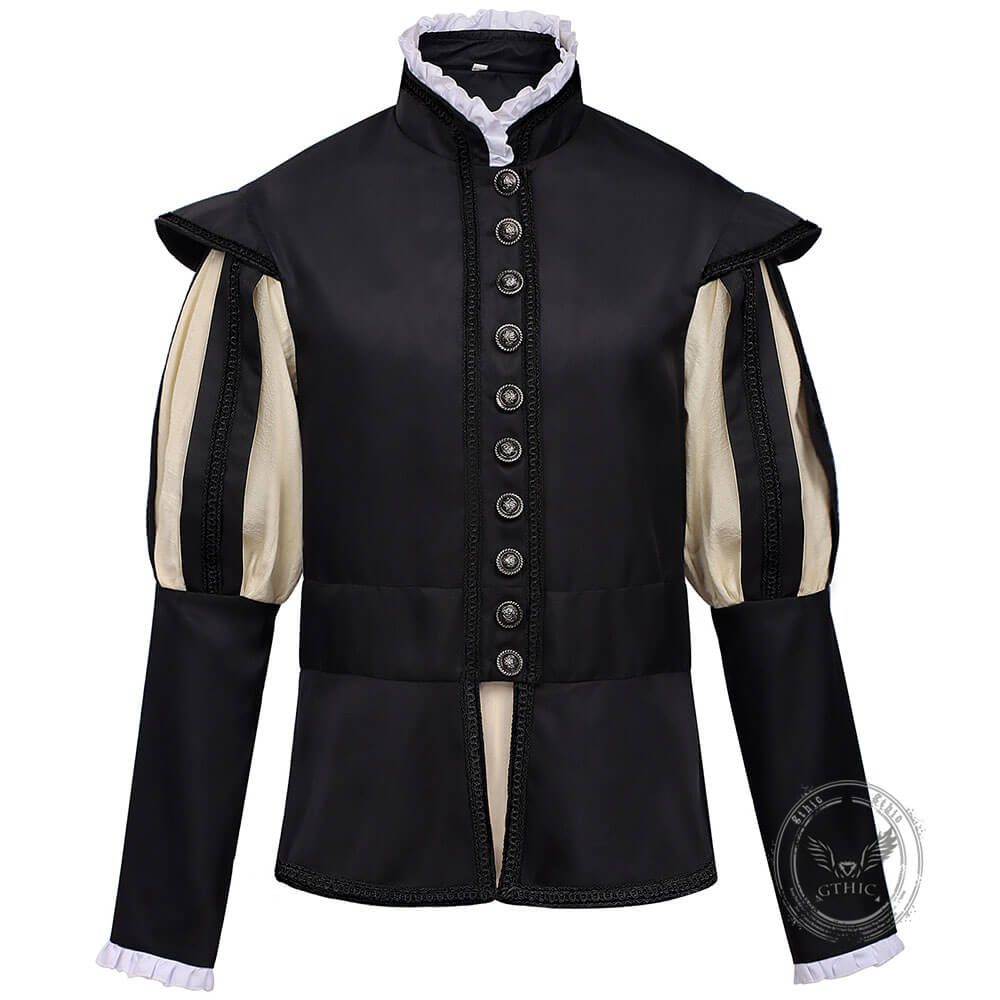 Medieval Renaissance High-Collar Coat Cloak Costume Set