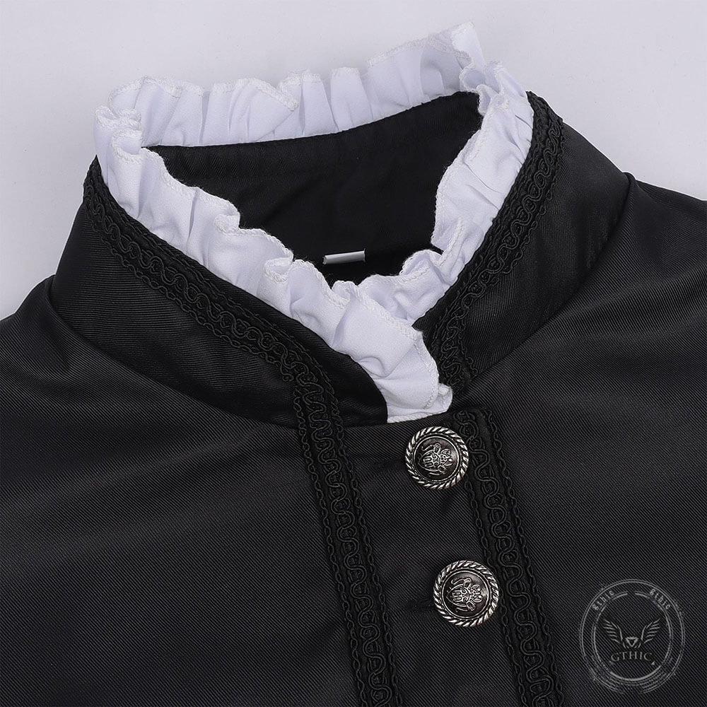 Medieval Renaissance High-Collar Coat Cloak Costume Set