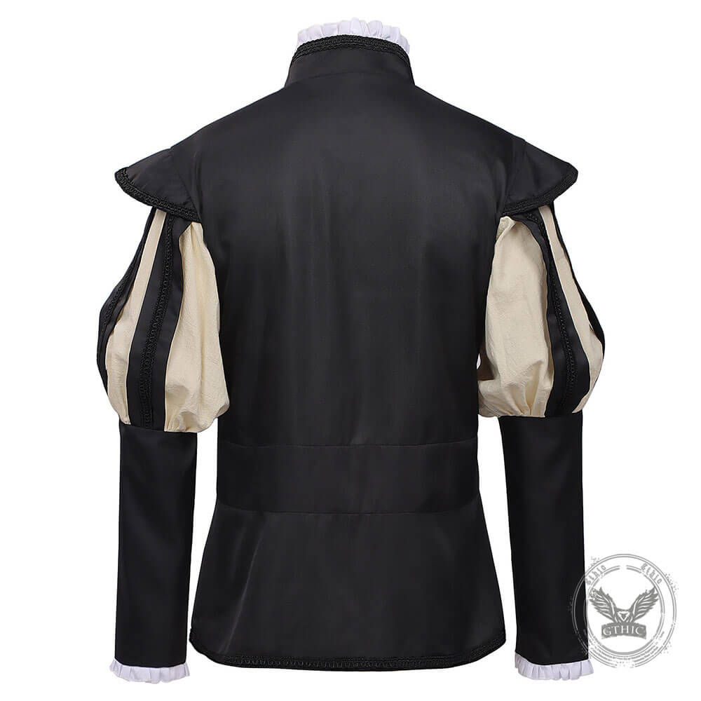 Medieval Renaissance High-Collar Coat Cloak Costume Set