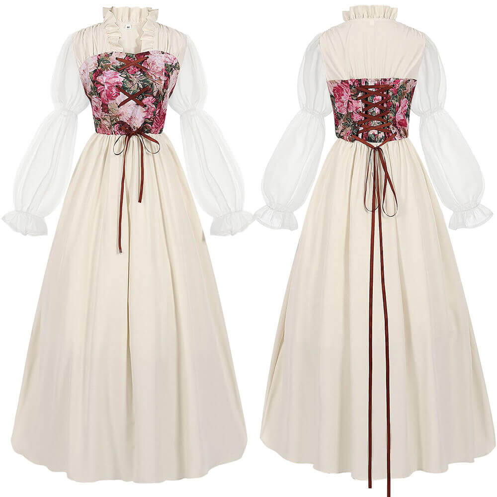 Medieval Renaissance Ruffle Collar Regency Dress | Gthic.com