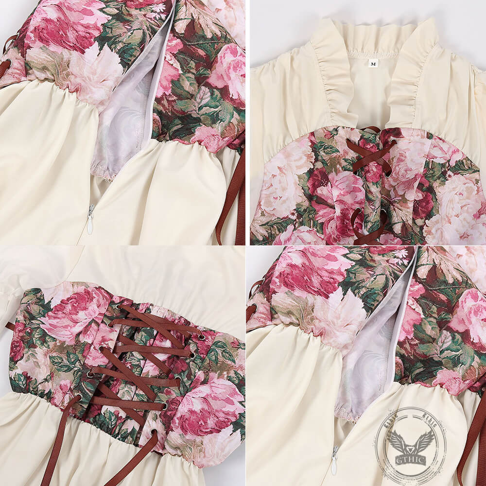 Medieval Renaissance Ruffle Collar Regency Dress