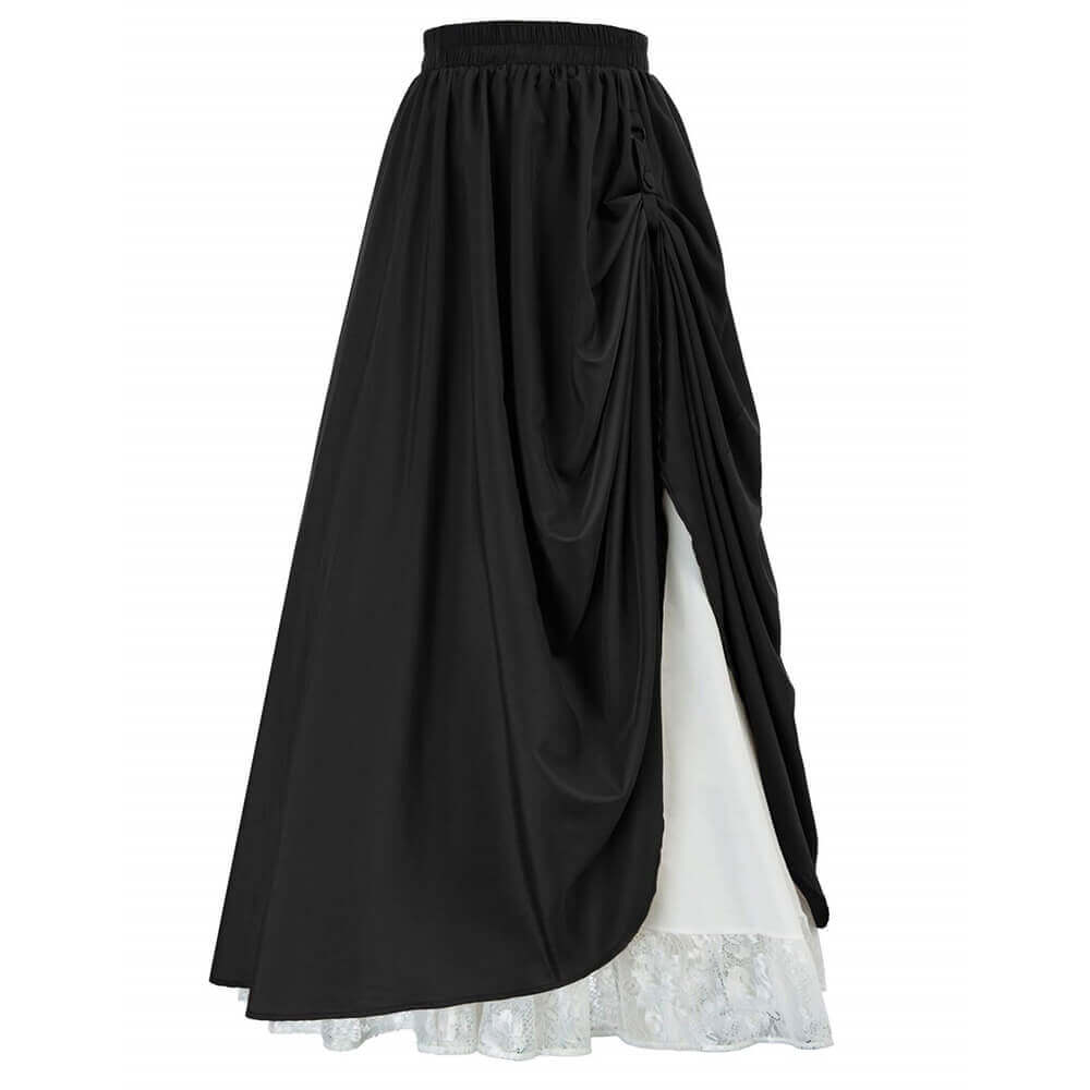 Medieval Renaissance Victorian Double Layer High Waist Skirt | Gthic.com