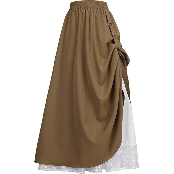 Medieval Renaissance Victorian Double Layer High Waist Skirt | Gthic.com