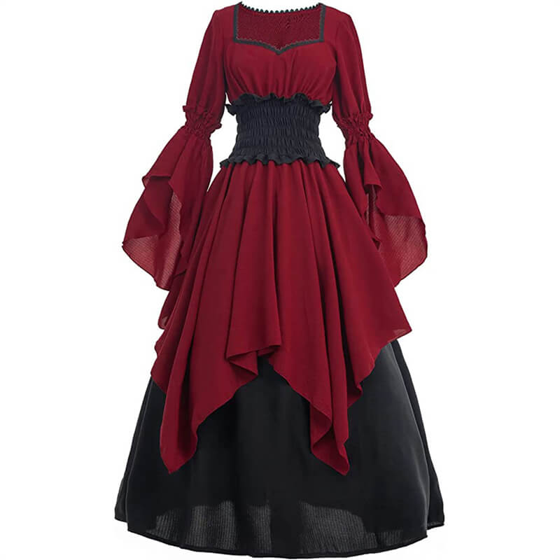 Medieval Renaissance Witch Square Neck Gown Dress 03 | Gthic.com