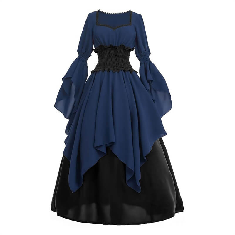 Medieval Renaissance Witch Square Neck Gown Dress 01 | Gthic.com