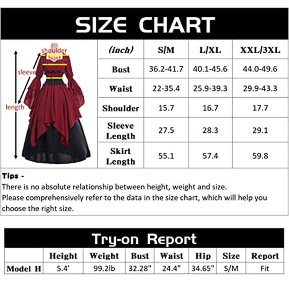 Medieval Renaissance Witch Square Neck Gown Dress