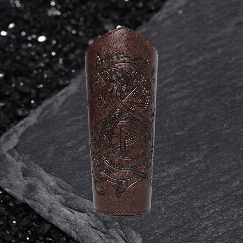 Medieval Retro Dragon Embossed PU Leather Bracers