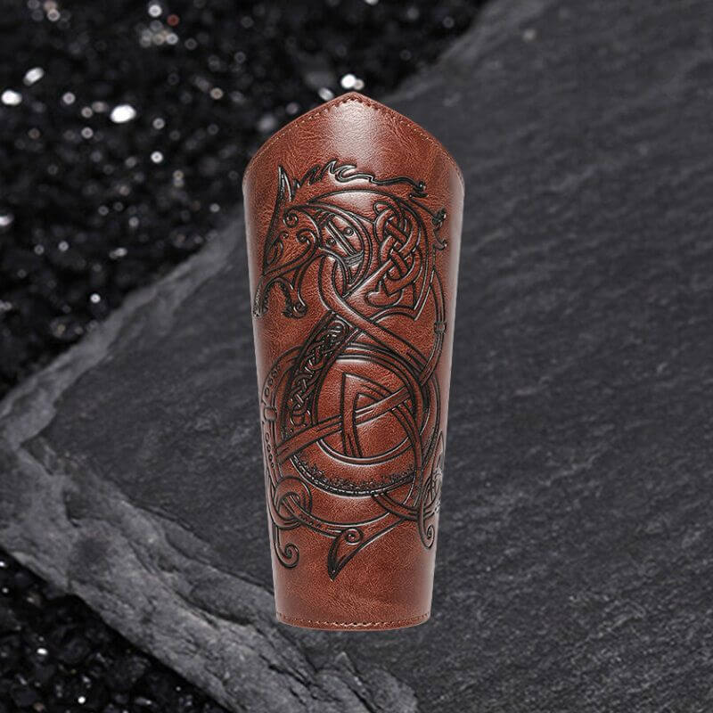 Medieval Retro Dragon Embossed PU Leather Bracers
