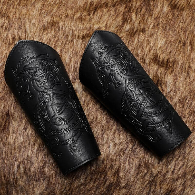 Medieval Retro Dragon Embossed PU Leather Bracers