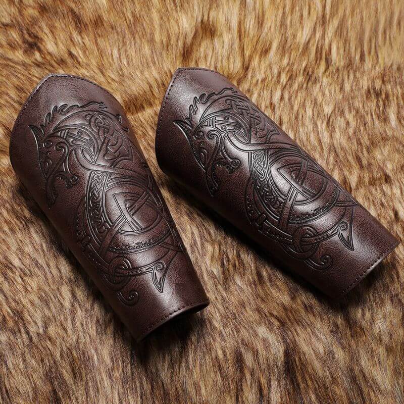 Medieval Retro Dragon Embossed PU Leather Bracers | Gthic.com