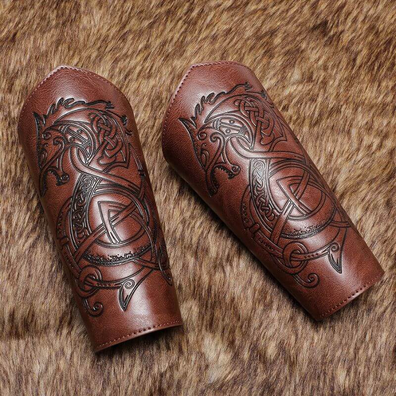 Medieval Retro Dragon Embossed PU Leather Bracers | Gthic.com