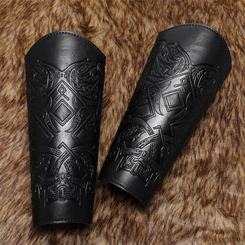 Medieval Retro Embossed PU Leather Knight Bracers