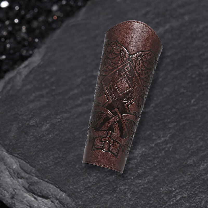 Medieval Retro Embossed PU Leather Knight Bracers