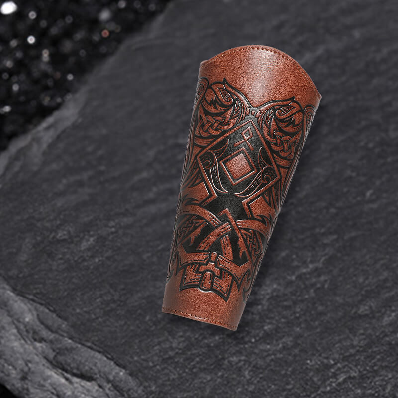 Medieval Retro Embossed PU Leather Knight Bracers