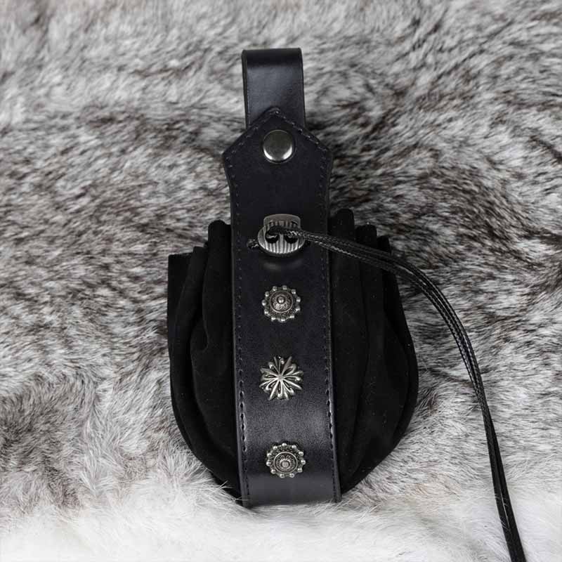 Medieval Retro Floral Rivets Drawstring Waist Bag