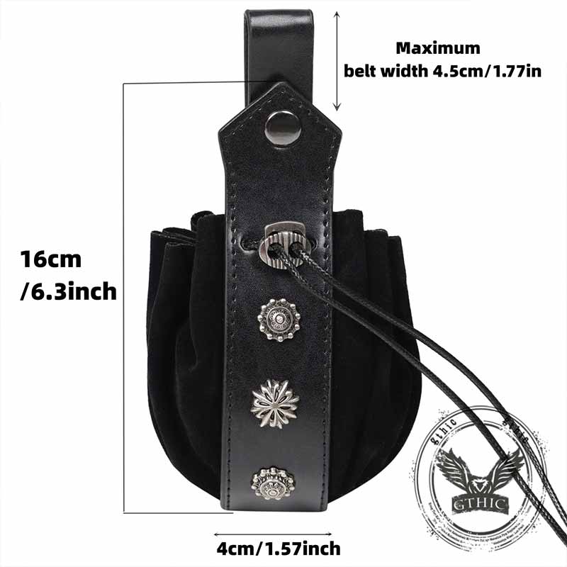 Medieval Retro Floral Rivets Drawstring Waist Bag