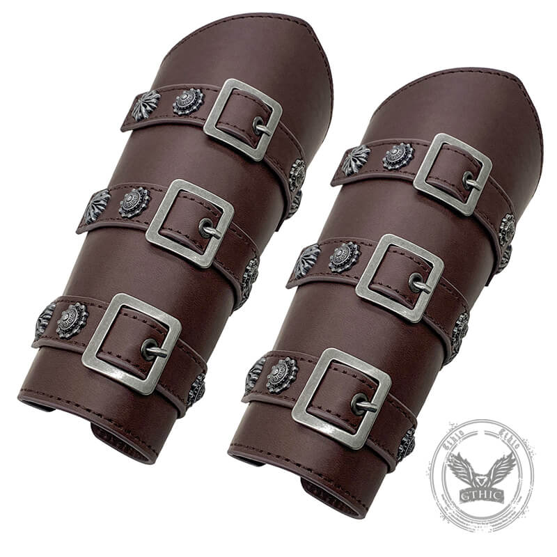 Medieval Retro Knight Adjustable PU Leather Bracers