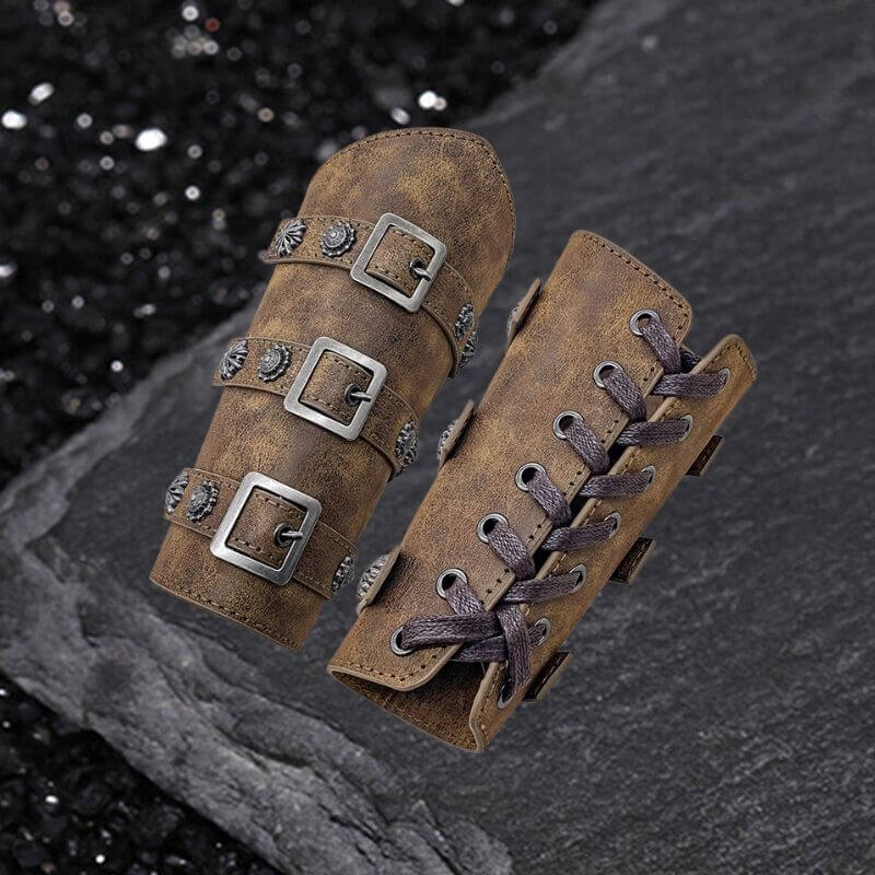 Medieval Retro Knight Adjustable PU Leather Bracers