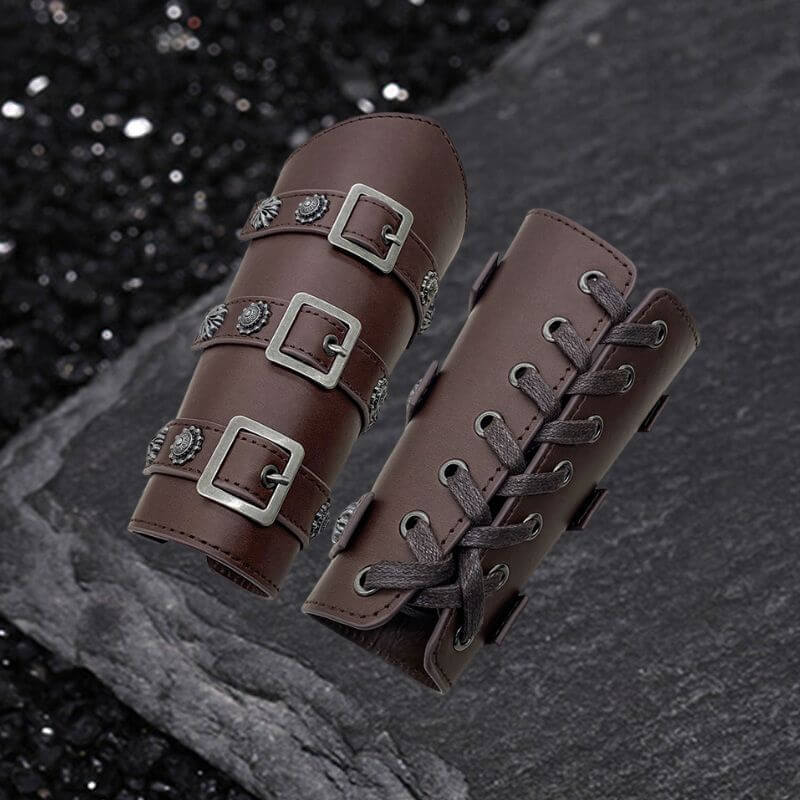 Medieval Retro Knight Adjustable PU Leather Bracers