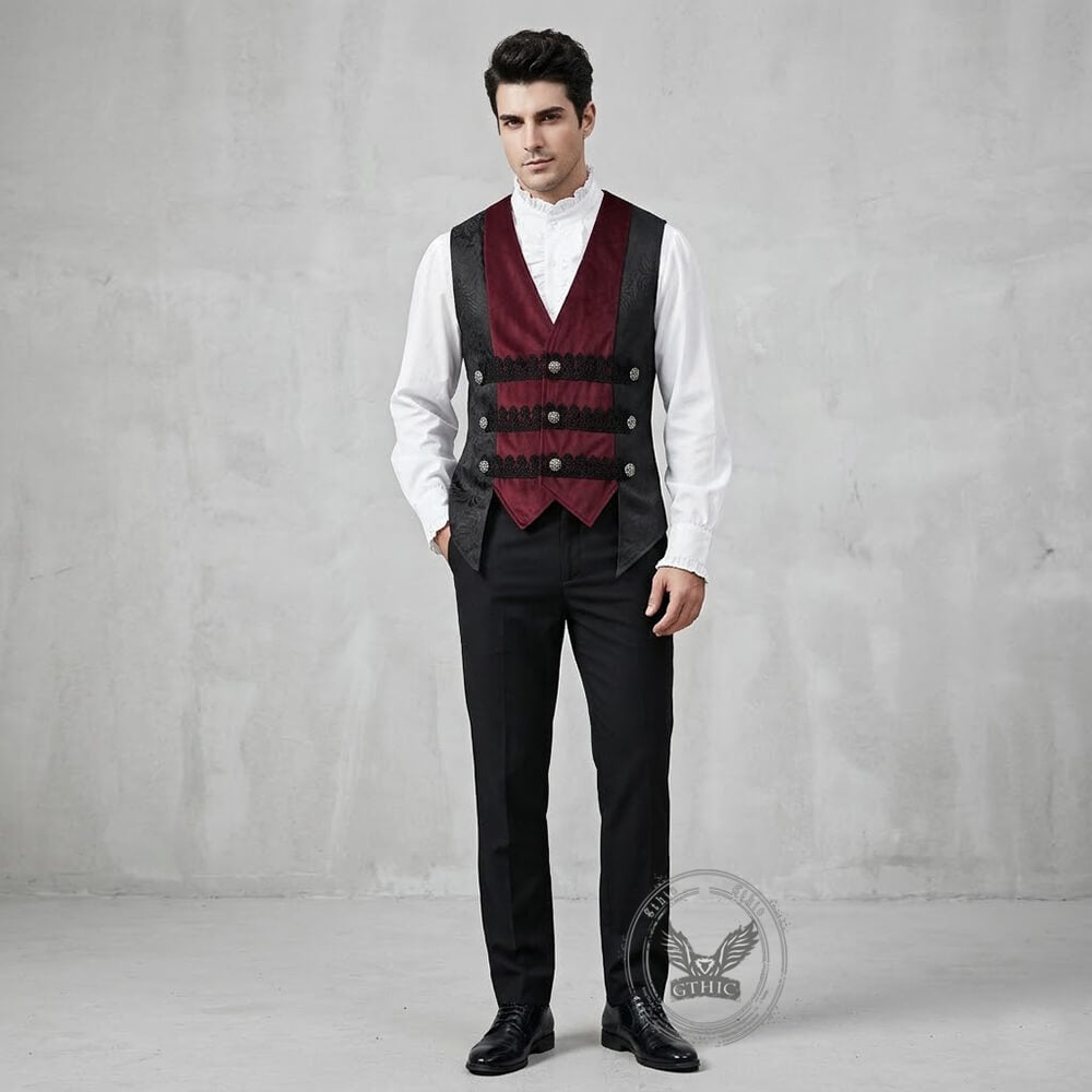 Medieval Retro Red And Black Waistcoat Costume | Gthic.com
