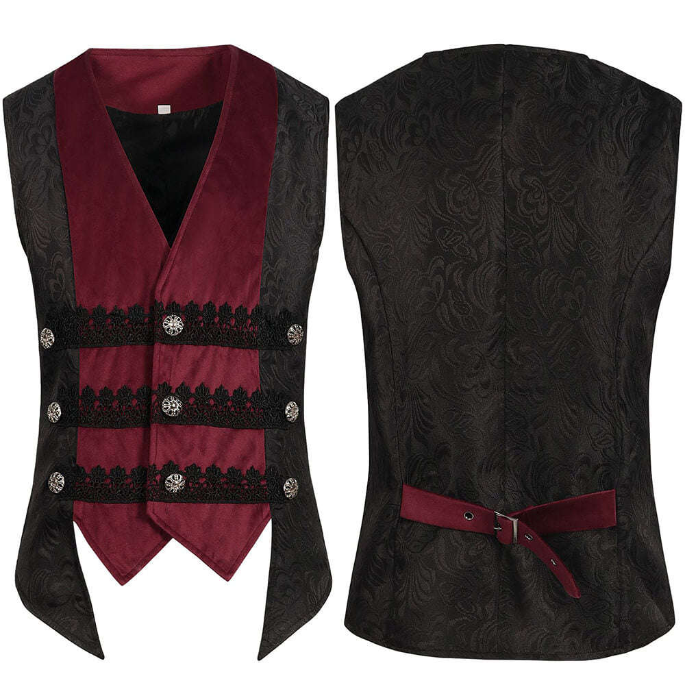 Medieval Retro Red And Black Waistcoat Costume | Gthic.com