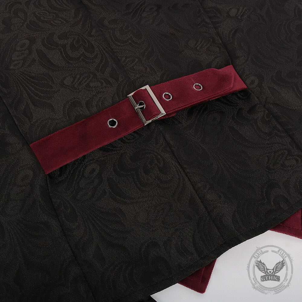 Medieval Retro Red And Black Waistcoat Costume