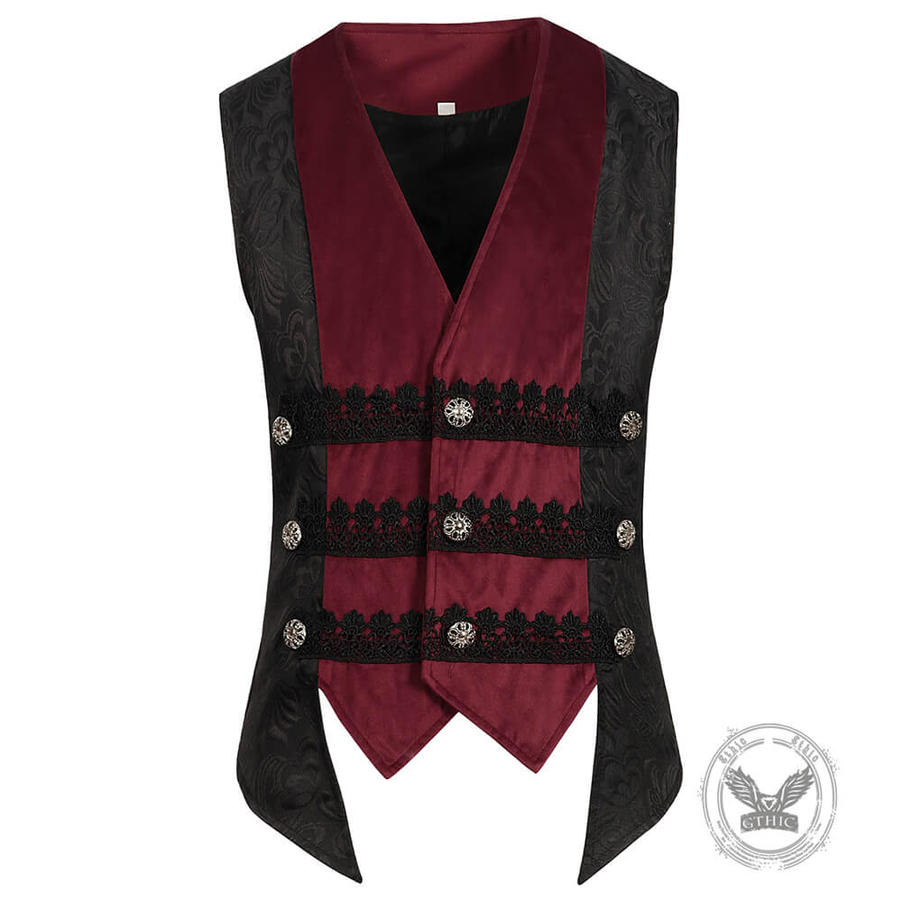 Medieval Retro Red And Black Waistcoat Costume | Gthic.com