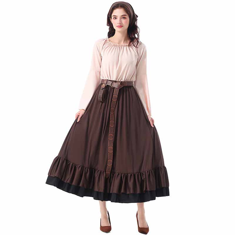 Medieval Ruffled Maxi Skirt Set Halloween Costume