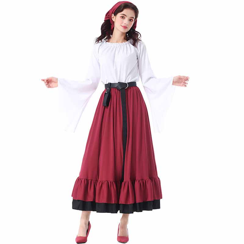 Medieval Ruffled Maxi Skirt Set Halloween Costume