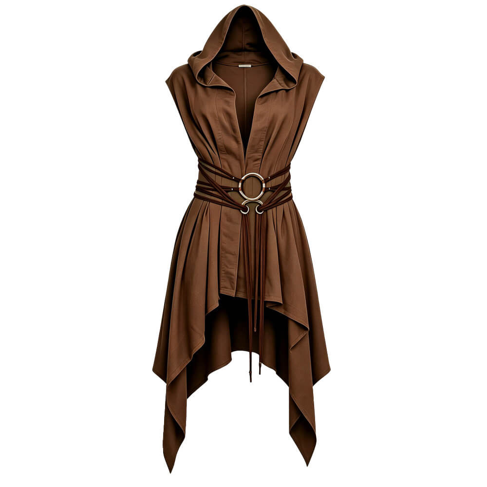 Medieval Sleeveless Hooded Viking Tunic Costume