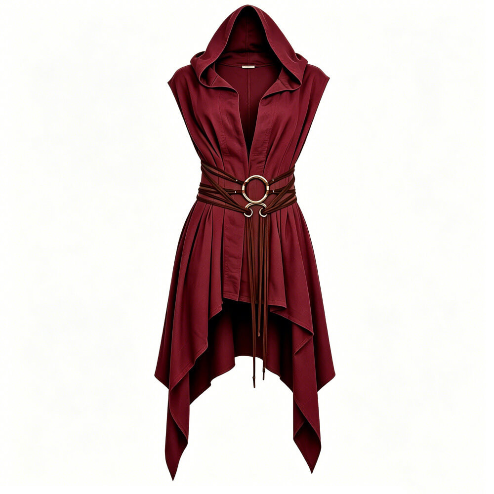 Medieval Sleeveless Hooded Viking Tunic Costume